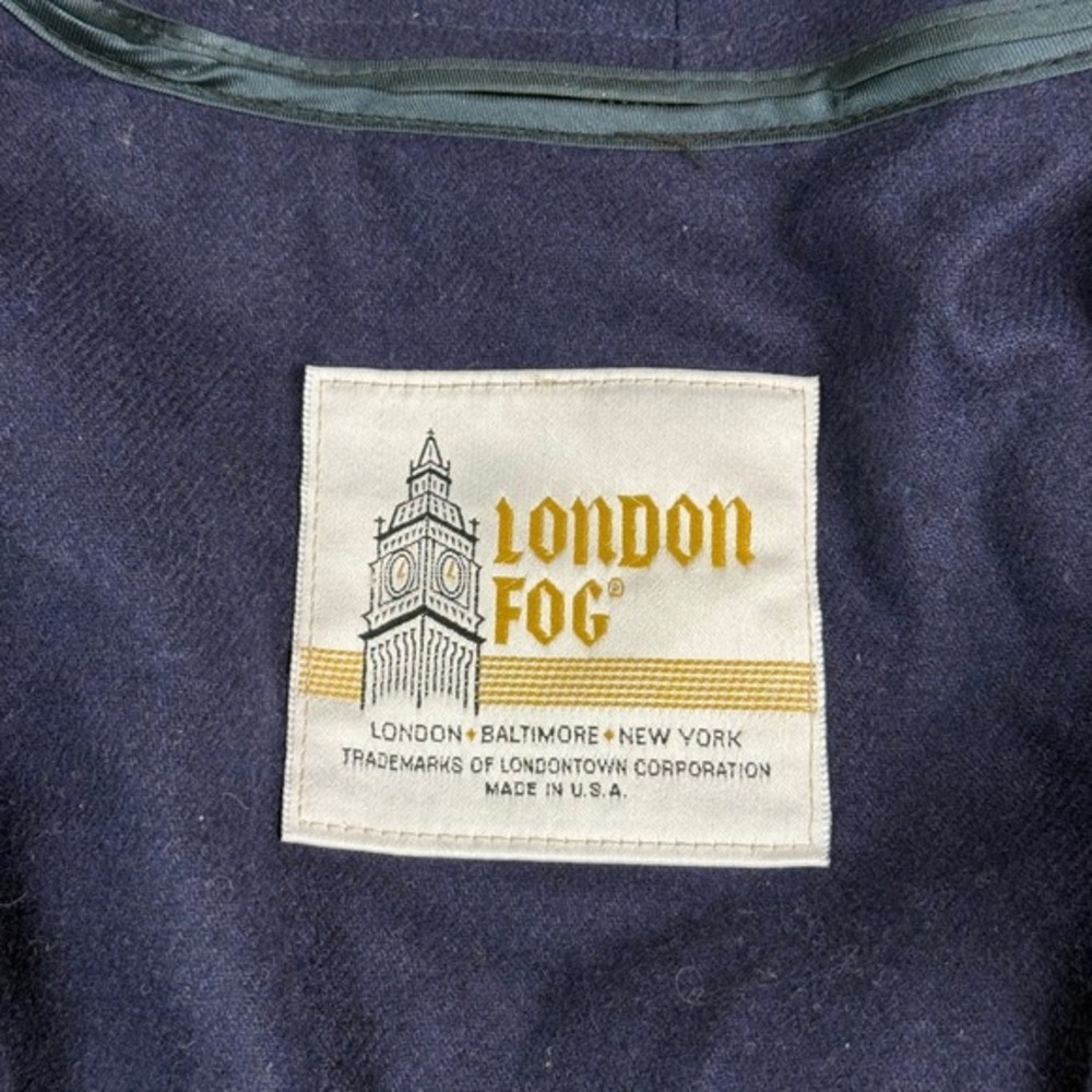 London Fog Vintage Trench Coat Tan Khaki Navy Blue Zip Out Liner Womens 6‎ Pet - Picture 3 of 7